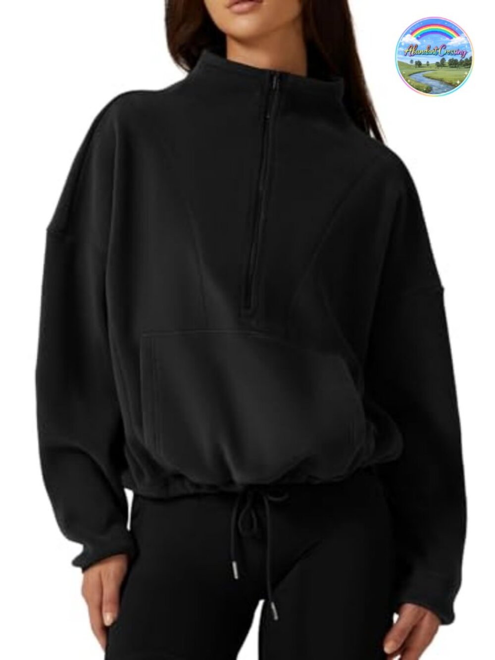 QINSEN Half Zip Fleece Sweatshirt Mock Neck Long Sleeve Sherpa Pullover